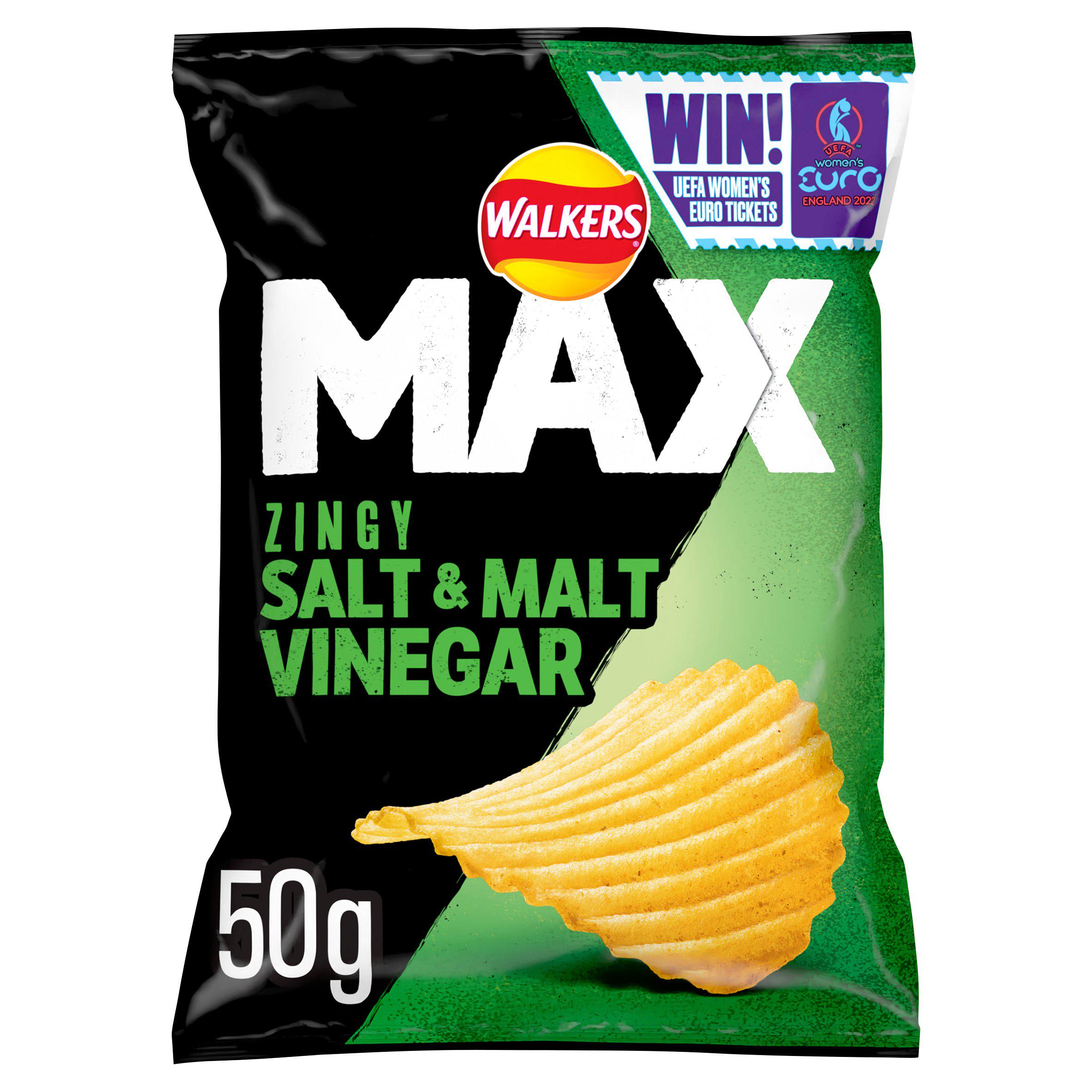 BBE 11/06/2022 Walkers Max Salt & Vinegar Crisps 50g