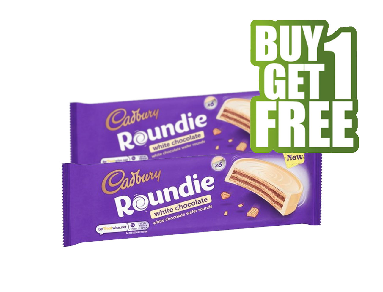 Best Before 26/07/2022  BOGOF Cadbury Roundie White Chocolate Biscuits 6 Pack