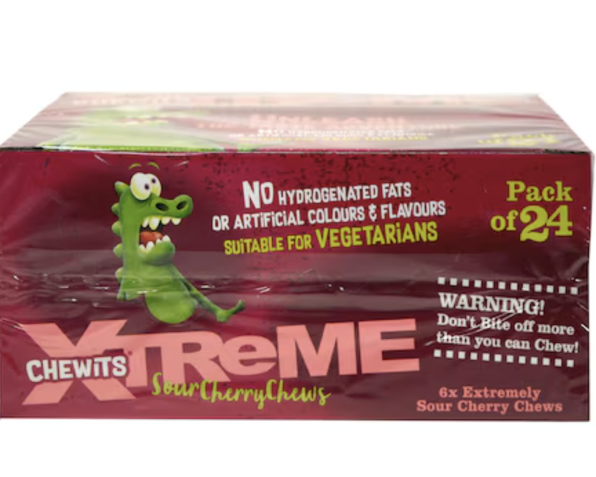 Case of x 24 Chewits Extremely Sour Cherry Chews 34g