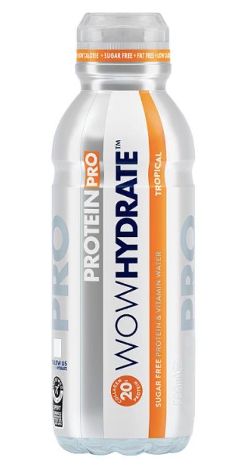 Case of x 12 Wow Hydrate Pro Tropical Protein & Vitamin Water 500ml